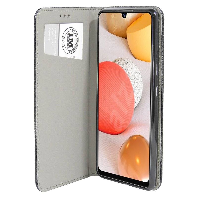Buchtasche "Smart" für SAMSUNG GALAXY A42 5G Handyhülle Schutzhülle mit Standfunktion, Kartenfach Schwarz