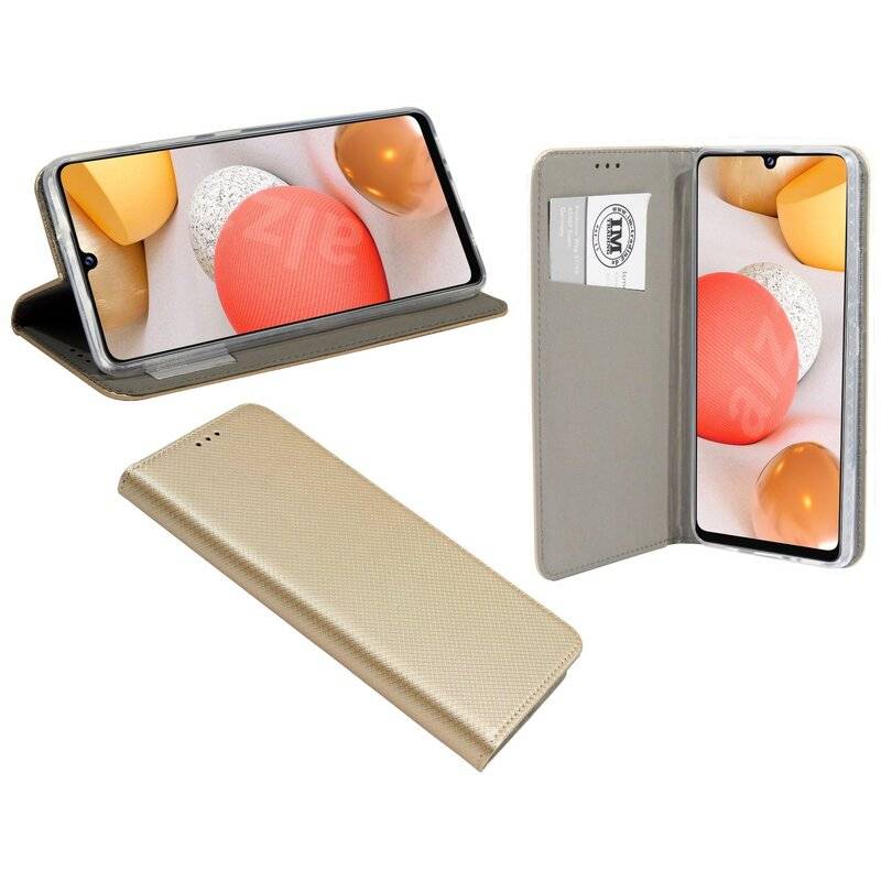 Buchtasche "Smart" für SAMSUNG GALAXY A42 5G Handyhülle Etui Brieftasche Schutzhülle mit Standfunktion, Kartenfach Gold