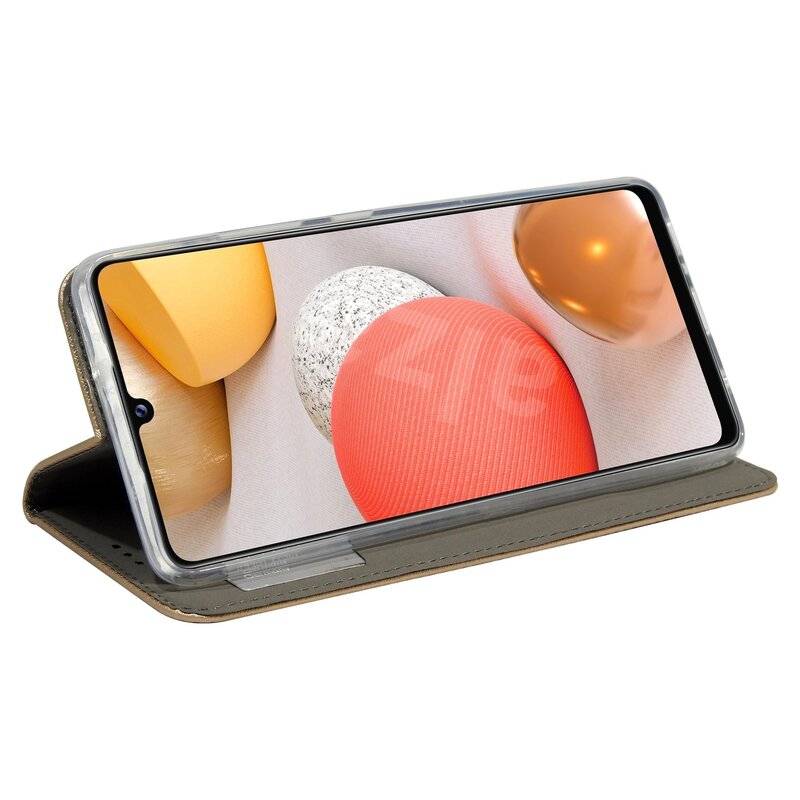 Buchtasche "Smart" für SAMSUNG GALAXY A42 5G Handyhülle Etui Brieftasche Schutzhülle mit Standfunktion, Kartenfach Gold