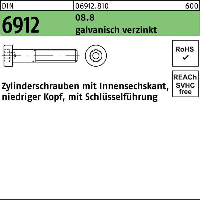 Zylinderschraube DIN 6912 Innen-6kt M12x35 8.8 galv.verz. 100St.