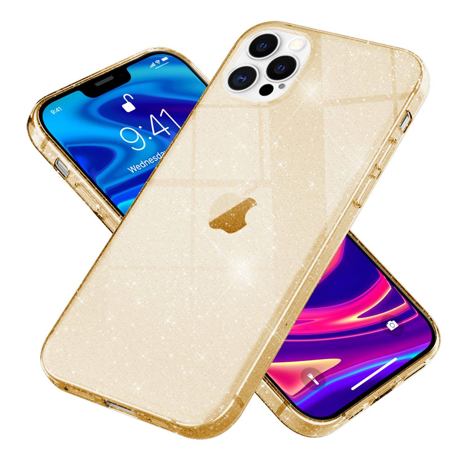 NALIA Glitzer Hülle für iPhone 12 Pro Max, Bling Handy Cover Schutz Glitter Case