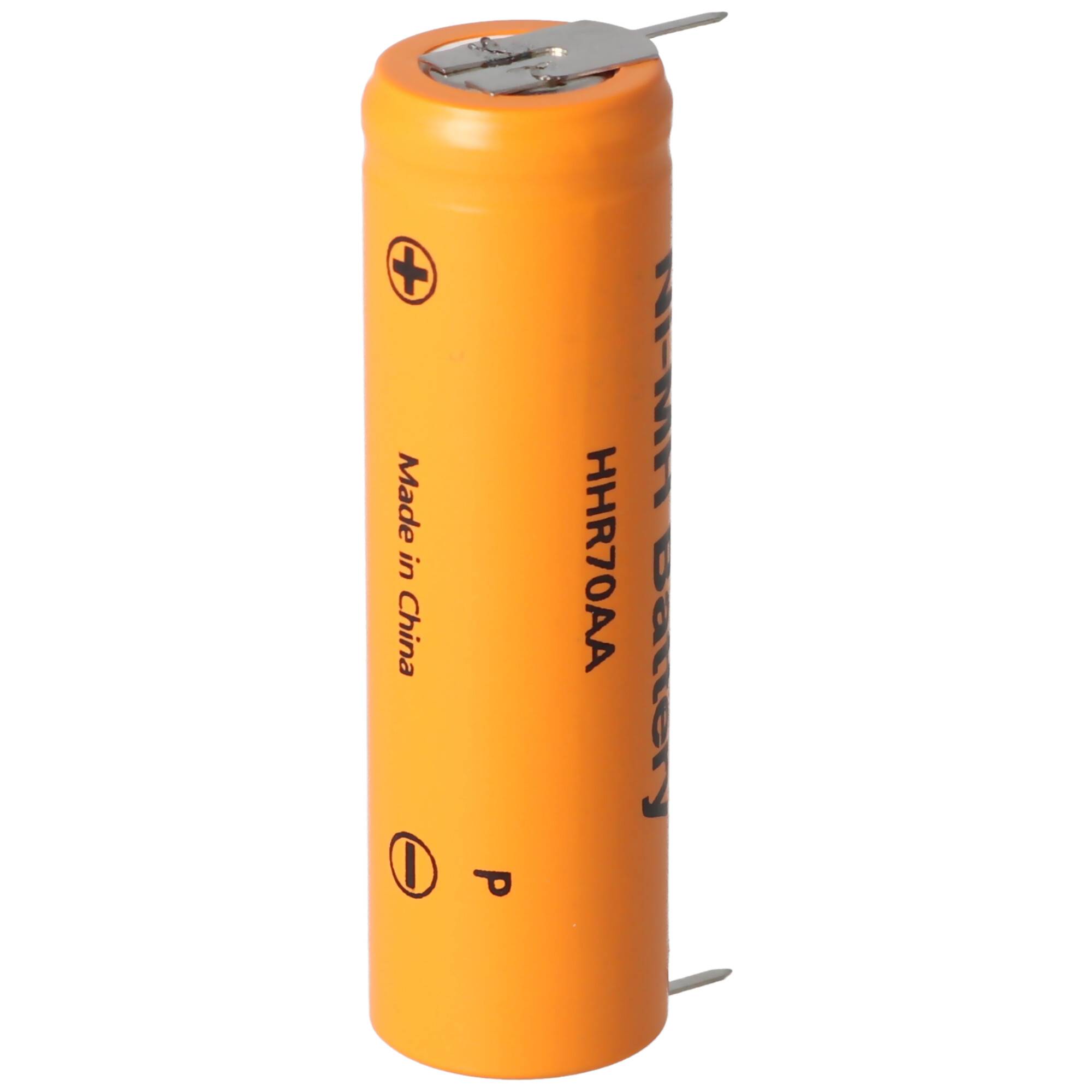 Panasonic Flat Top HHR-70AA NiMH Akku 1,2V 700mAh, Mignon AA Akku mit Printanschluss auf Plus und Minus