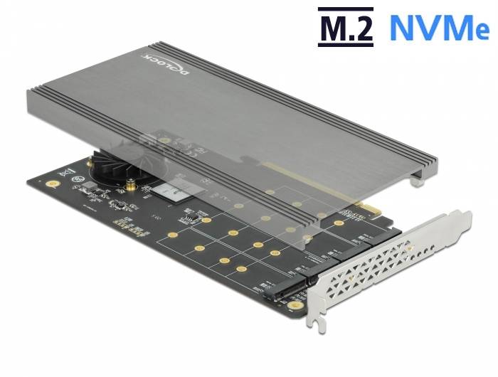 DeLOCK PCI Express x16 Card to 4 x internal NVMe M.2 Key M