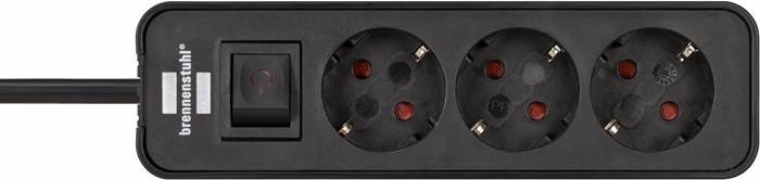 Steckdosenleiste Ecolor 3-fach Kabel-L.1,5m schwarz m.Kinderschutz BRENNENSTUHL