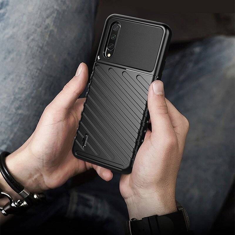 Hybrid Armor Etui SchutzHülle "Thunder" + 9H Schutzglas Cover Handyhülle Matt Rutschfest für Samsung Galaxy M51 (M515F)