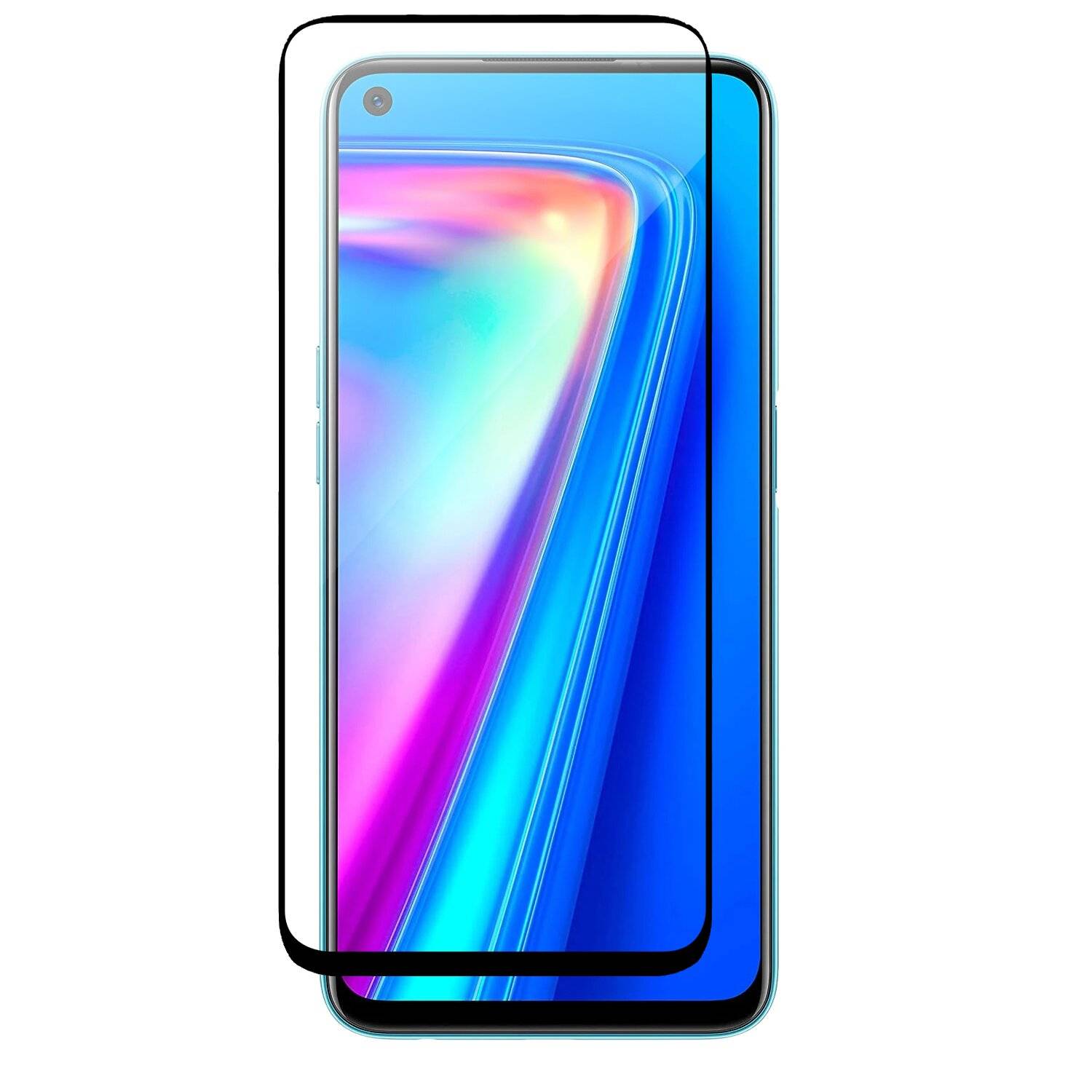 cofi1453® 5D Schutz Glas kompatibel mit Realme 7 Curved Schutz Folie Vollständig Klebend und Abdeckung