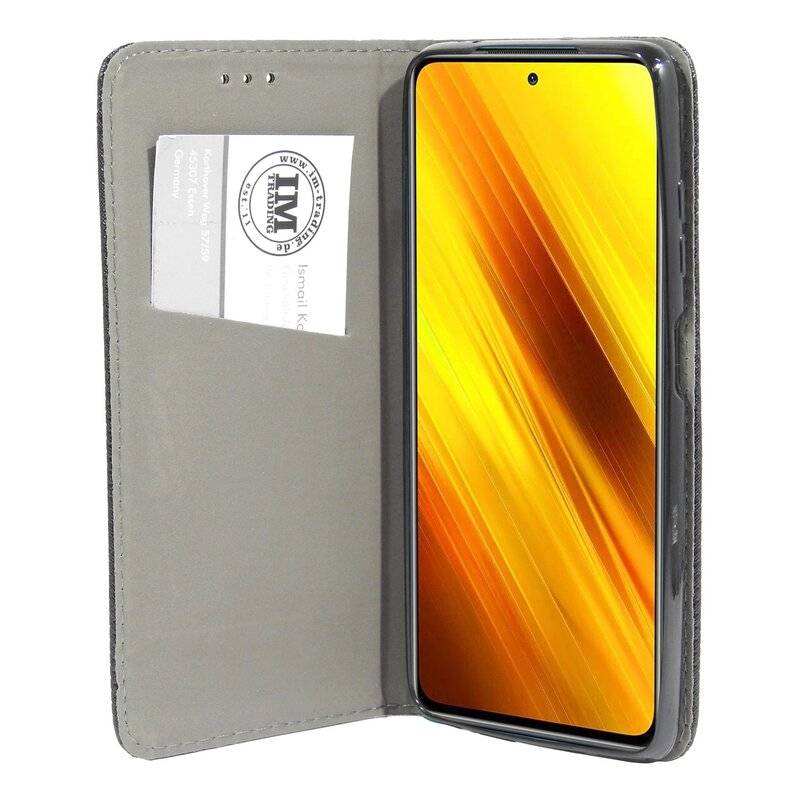 Buch Tasche "Smart" für XIAOMI POCO X3 NFC Handy Hülle Etui Brieftasche Schutzhülle mit Standfunktion Kartenfach Schwarz
