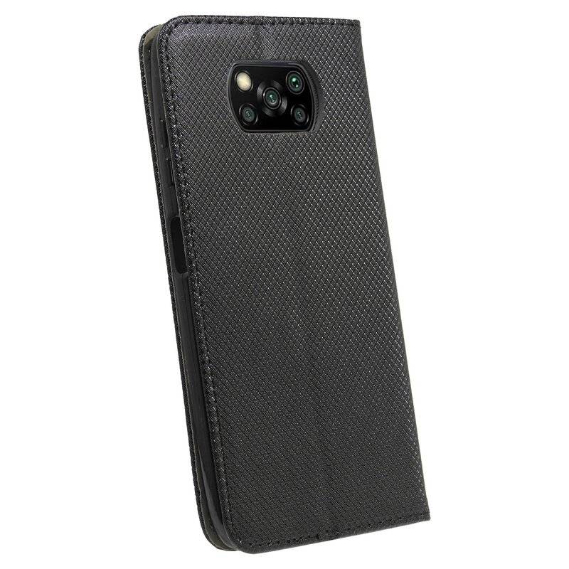 Buch Tasche "Smart" für XIAOMI POCO X3 NFC Handy Hülle Etui Brieftasche Schutzhülle mit Standfunktion Kartenfach Schwarz