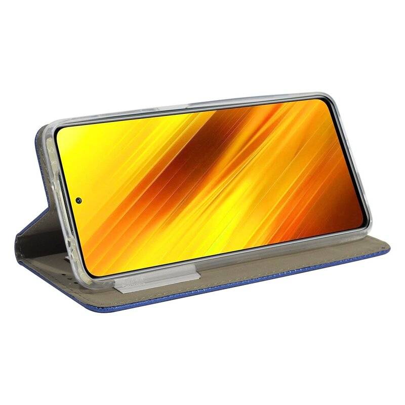 Buch Tasche "Smart" für XIAOMI POCO X3 NFC Handy Hülle Etui Brieftasche Schutzhülle mit Standfunktion, Kartenfach Blau