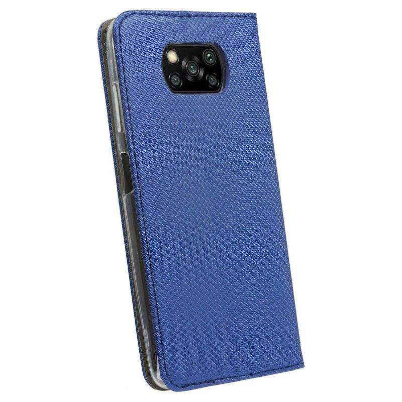 Buch Tasche "Smart" für XIAOMI POCO X3 NFC Handy Hülle Etui Brieftasche Schutzhülle mit Standfunktion, Kartenfach Blau