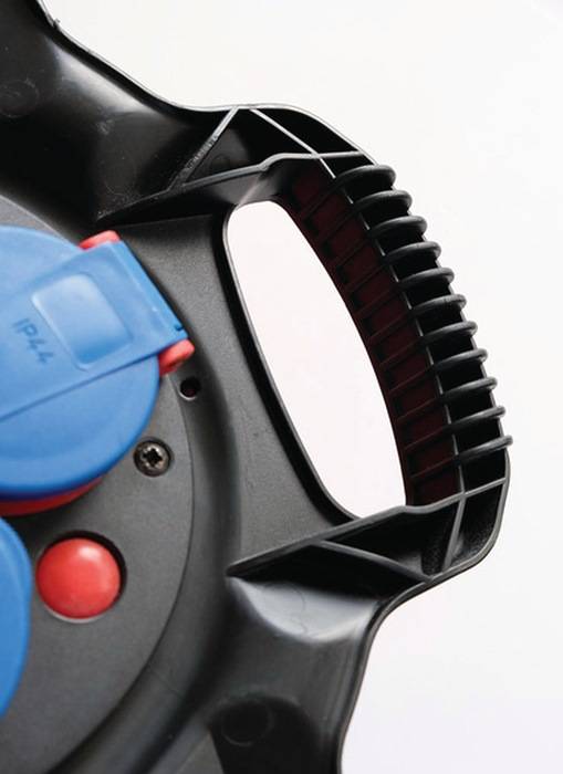 Kabelhaspel X-Gum 3-fach Kabel-L.10m IP44 Gummi Kabel rot f.Außenbereich