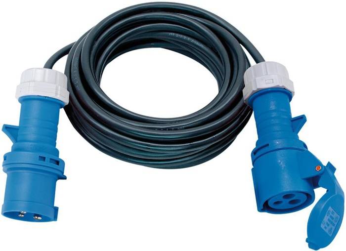 CEE-Verlängerungskabel H07RN-F 3G1,5 Kabel-L.10m IP44 Gummi-Neopren schwarz