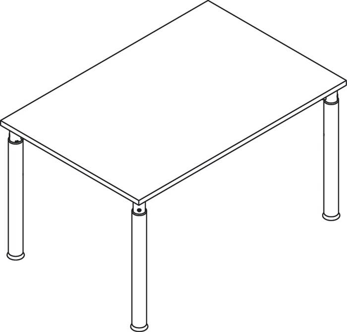 Schreibtisch Sero-H H680-820xB1200xT800mm Ahorndekor 4-Fuß-Gestell HAMMERBACHER