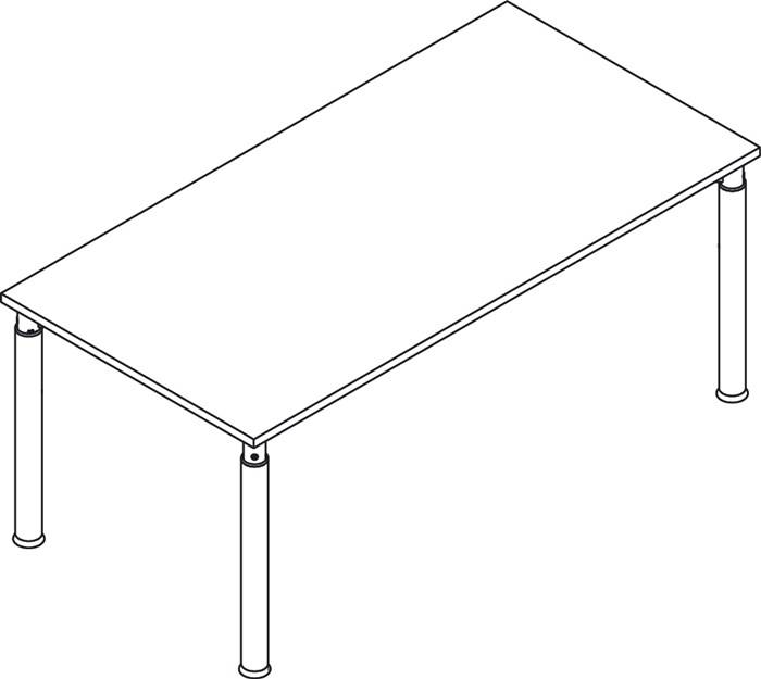 Schreibtisch Sero-H H680-820xB1600xT800mm Beton ger.Form 4-Fuß-Gestell silber