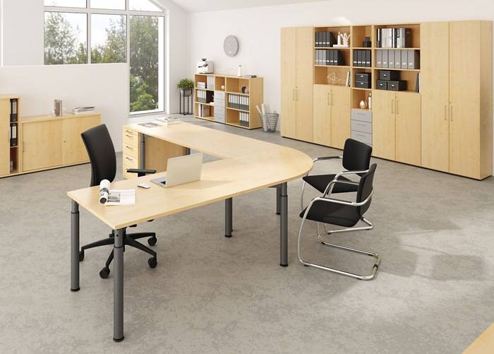 Schreibtisch Sero-H H680-820xB1800xT800mm Eichedekor 4-Fuß-Gestell HAMMERBACHER