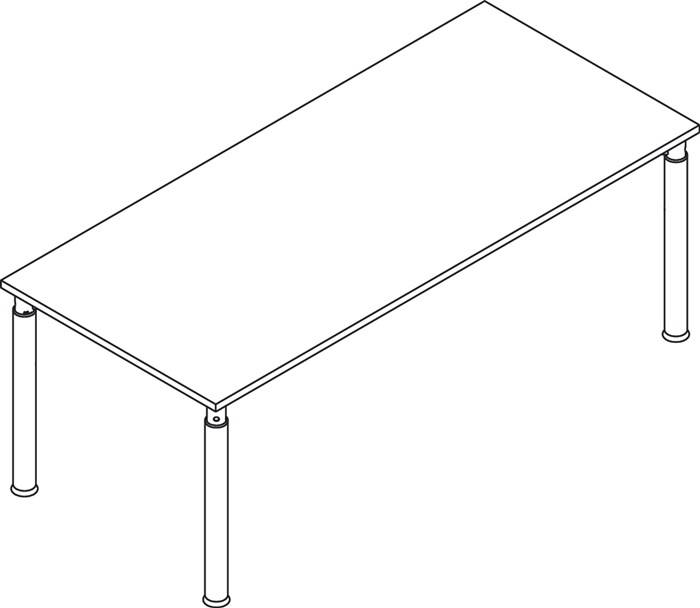 Schreibtisch Sero-H H680-820xB1800xT800mm Beton ger.Form 4-Fuß-Gestell silber