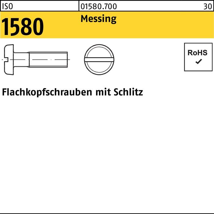 Flachkopfschraube ISO 1580 Schlitz M3x 16 Messing 200 Stück