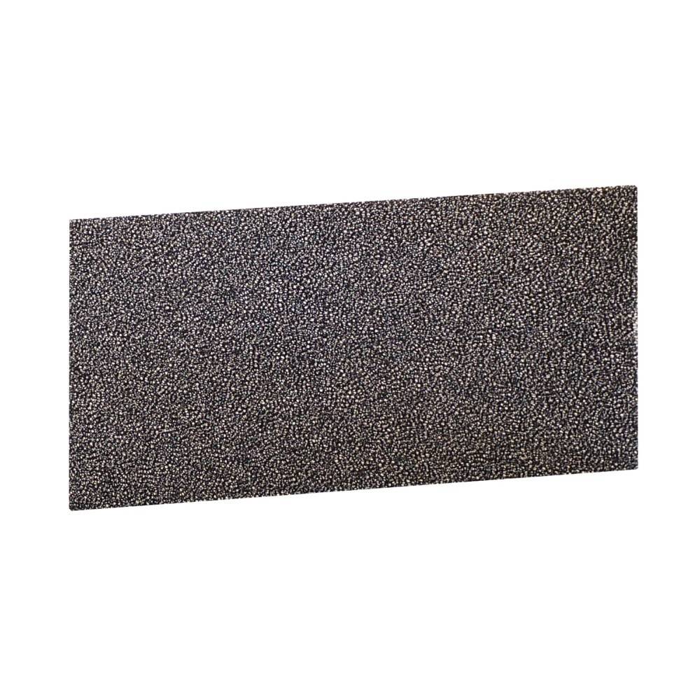 Ein rechteckiges Blatt groben Schleifpapiers mit einer rauen Textur, das zum Glätten von Oberflächen verwendet wird.