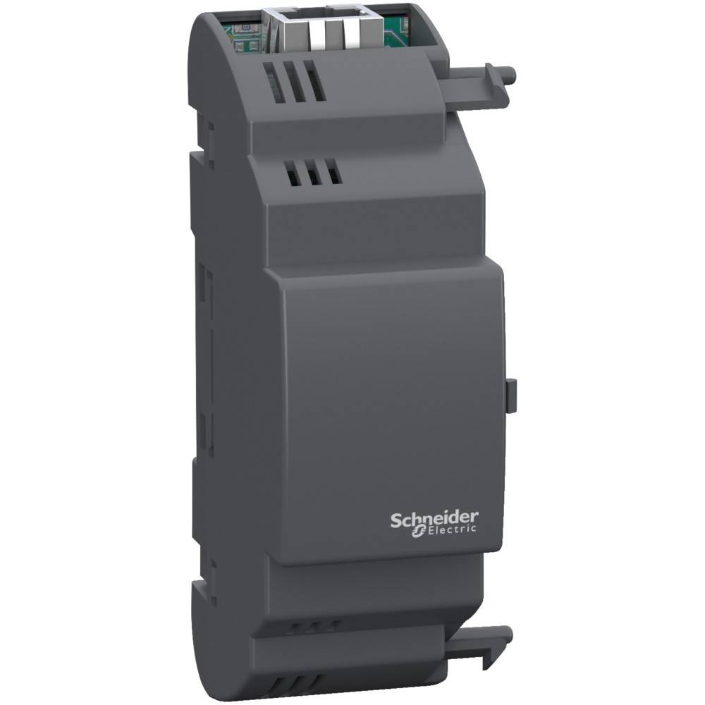 Ein Schneider Electric Gerät mit mehreren Anschlüssen und Lüftungsschlitzen, entwickelt für industrielle oder gewerbliche elektrische Anwendungen.