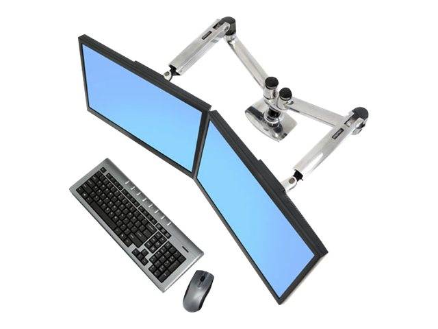 Ergotron LX Dual Side-by-Side Arm - Befestigungskit (Spannbefestigung für Tisch, Tischplattenbohrung, Stange, 2 Gelenkarme, 2 Erweiterungsklammern