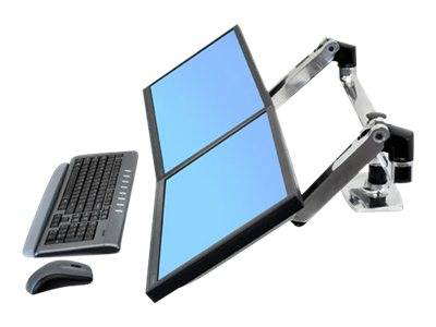 Ergotron LX Dual Side-by-Side Arm - Befestigungskit (Spannbefestigung für Tisch, Tischplattenbohrung, Stange, 2 Gelenkarme, 2 Erweiterungsklammern