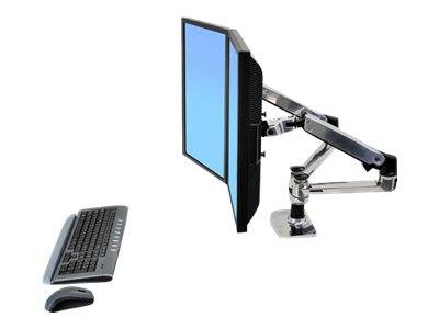 Ergotron LX Dual Side-by-Side Arm - Befestigungskit (Spannbefestigung für Tisch, Tischplattenbohrung, Stange, 2 Gelenkarme, 2 Erweiterungsklammern