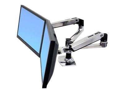 Ergotron LX Dual Side-by-Side Arm - Befestigungskit (Spannbefestigung für Tisch, Tischplattenbohrung, Stange, 2 Gelenkarme, 2 Erweiterungsklammern