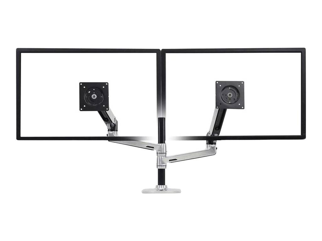 Ergotron LX Dual Stacking Arm - Befestigungskit (Spannbefestigung für Tisch, Tischplattenbohrung, Stange, 2 Gelenkarme, 2 Erweiterungsklammern