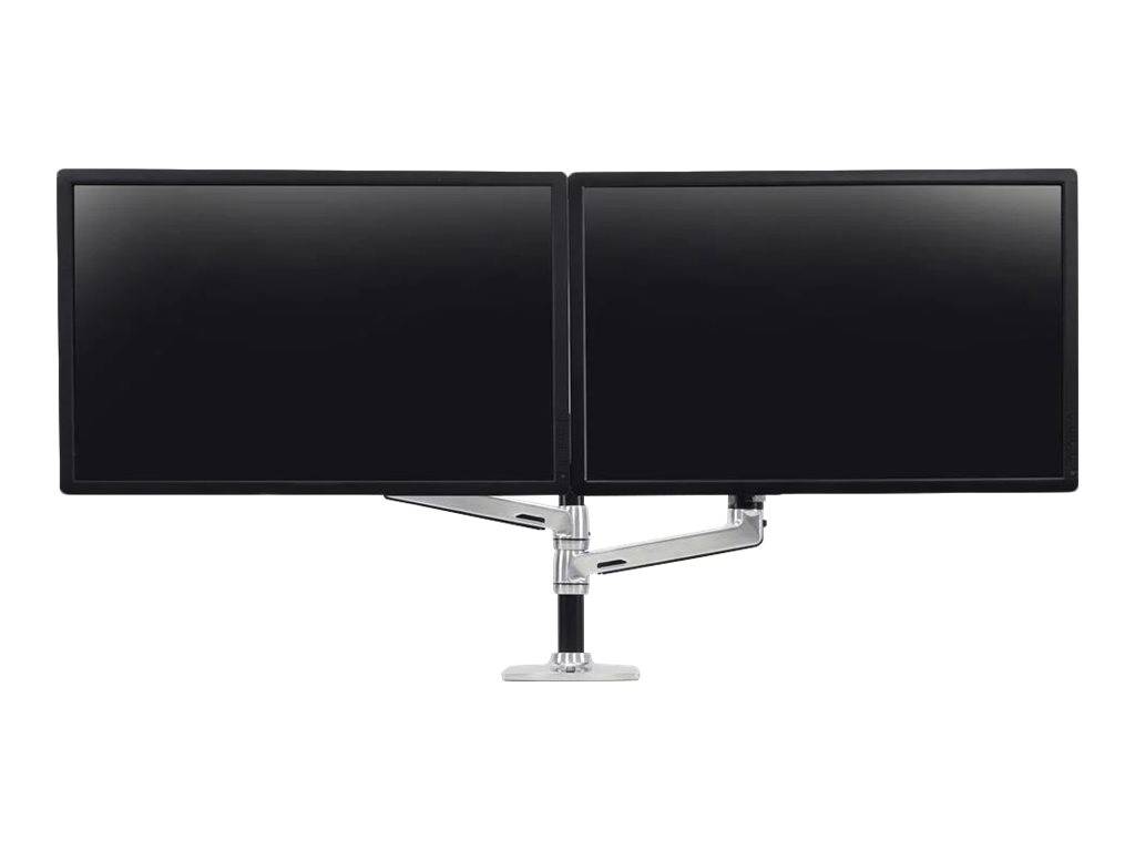 Ergotron LX Dual Stacking Arm - Befestigungskit (Spannbefestigung für Tisch, Tischplattenbohrung, Stange, 2 Gelenkarme, 2 Erweiterungsklammern