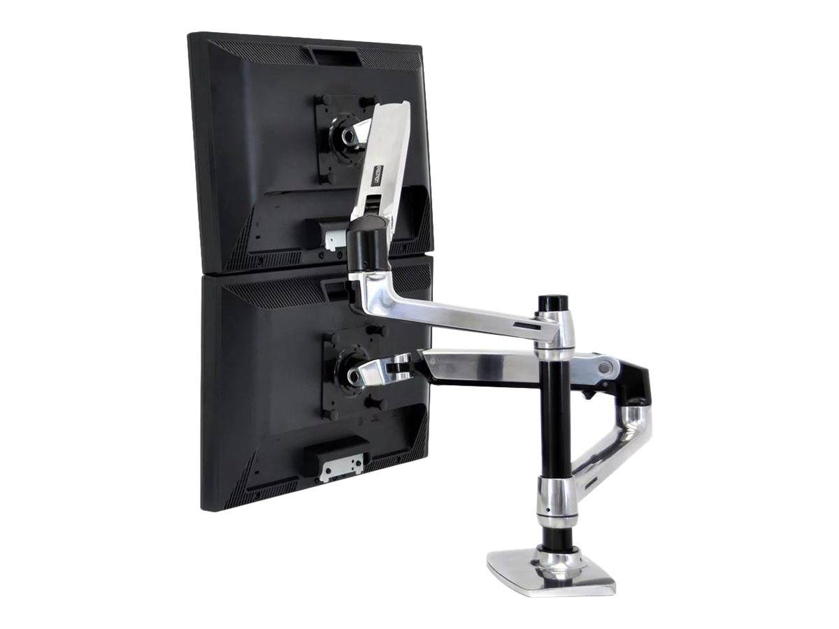 Ergotron LX Dual Stacking Arm - Befestigungskit (Spannbefestigung für Tisch, Tischplattenbohrung, Stange, 2 Gelenkarme, 2 Erweiterungsklammern