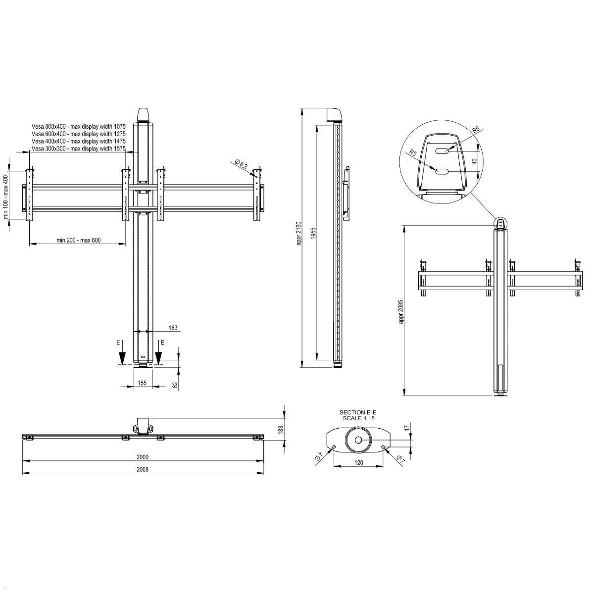 SMS Flatscreen X WFH 1955 Video-Konferenz Wandhalterung
