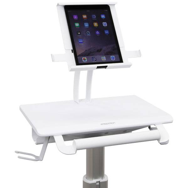 Ergotron Tablet Cart, SV10 - Wagen für Tablet / Tastatur - medizinisch - Metall - weiß, Aluminium - Bildschirmgröße: bis zu 30,5 cm (bis zu 12 Zol