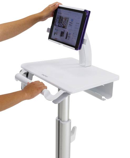 Ergotron Tablet Cart, SV10 - Wagen für Tablet / Tastatur - medizinisch - Metall - weiß, Aluminium - Bildschirmgröße: bis zu 30,5 cm (bis zu 12 Zol