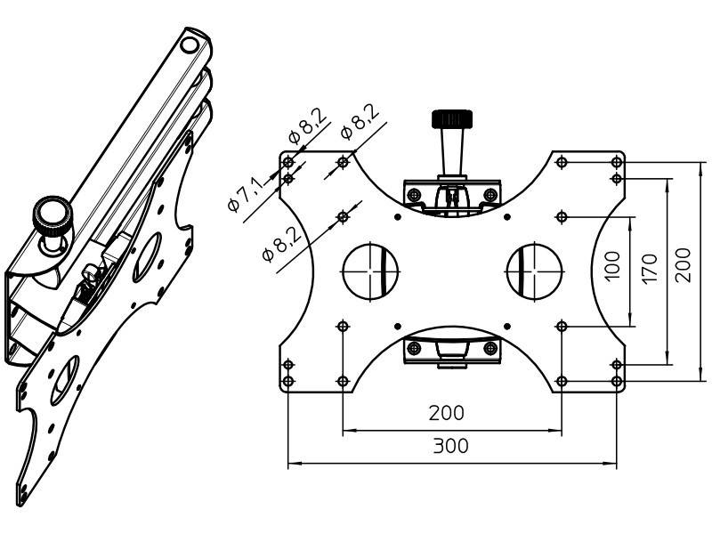 Novus SKY 10N TV Wandhalter für Wohnmobil arretierbar bis 32 Zoll, 250mm