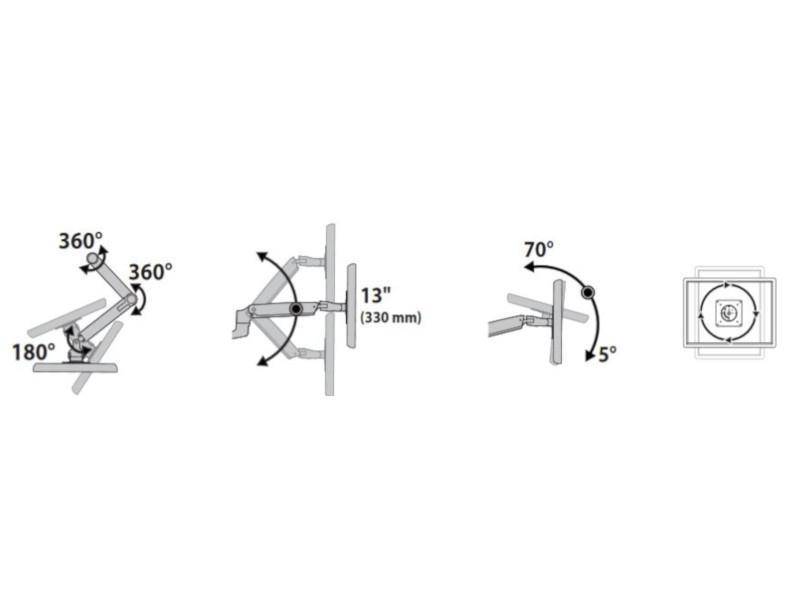 Ergotron LX Desk Arm - Befestigungskit (Stange, C-Klammer, 2 Tischplattenmontage
