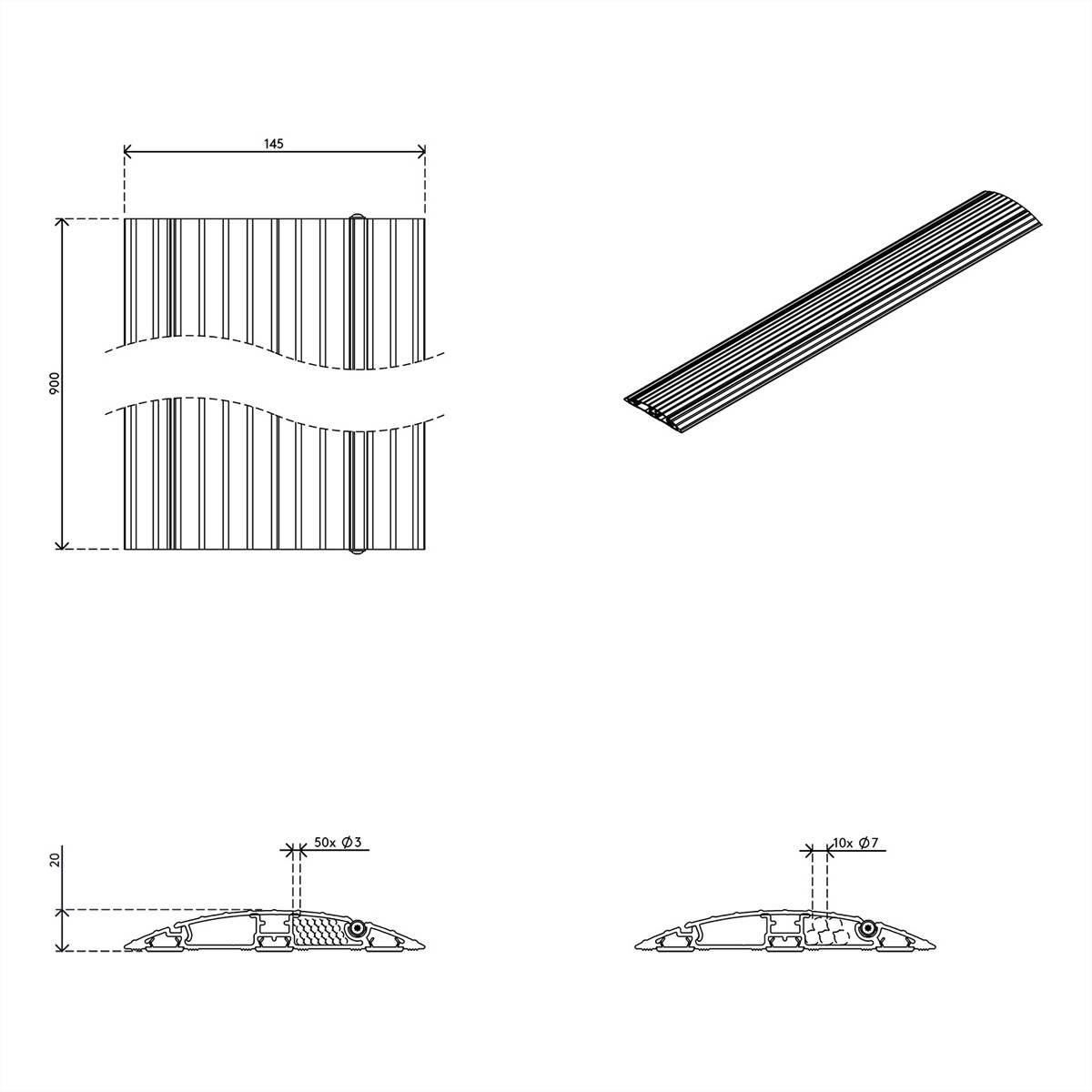 DATAFLEX Addit Kabelschutz, gerade 412, silberfarben, 90 cm