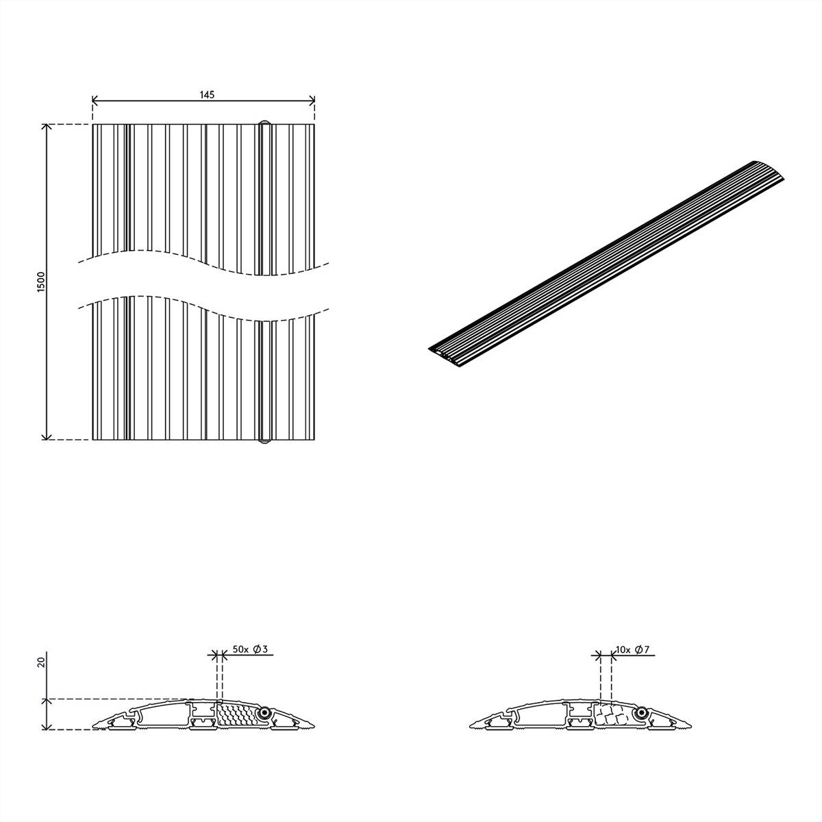 DATAFLEX Addit Kabelschutz, gerade 422, silberfarben, 150 cm