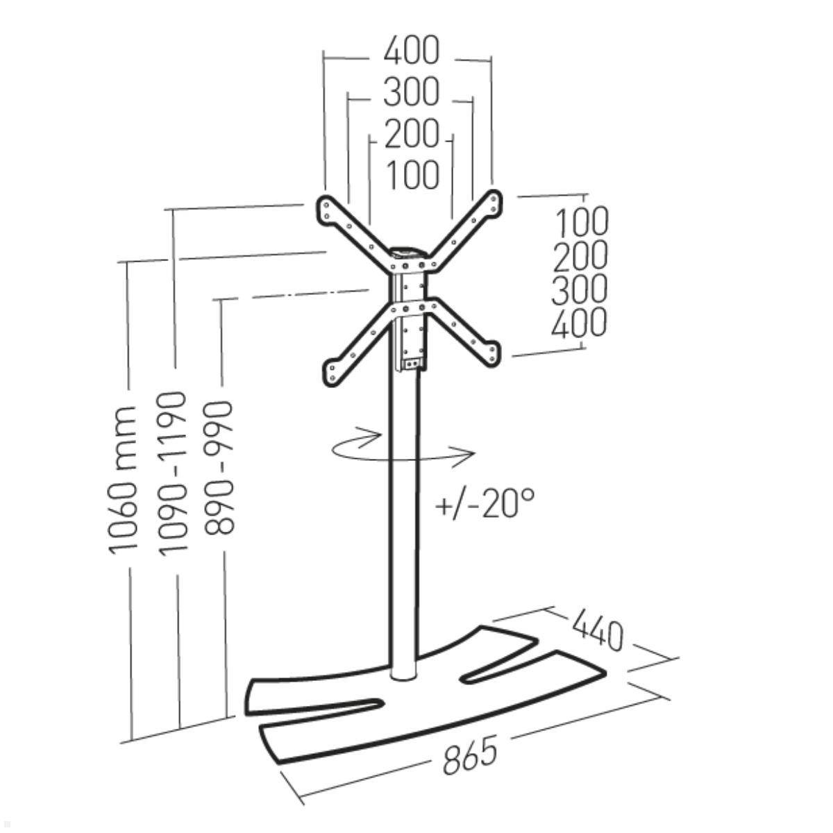 Erard LUX-UP 1050L Fernsehständer 30 - 65 Zoll, schwarz