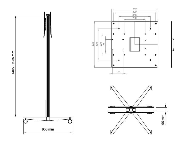 SMS Flat Mobile X FH MD 1455 C mobiler Monitorständer Rücken an Rücken (PD033001...