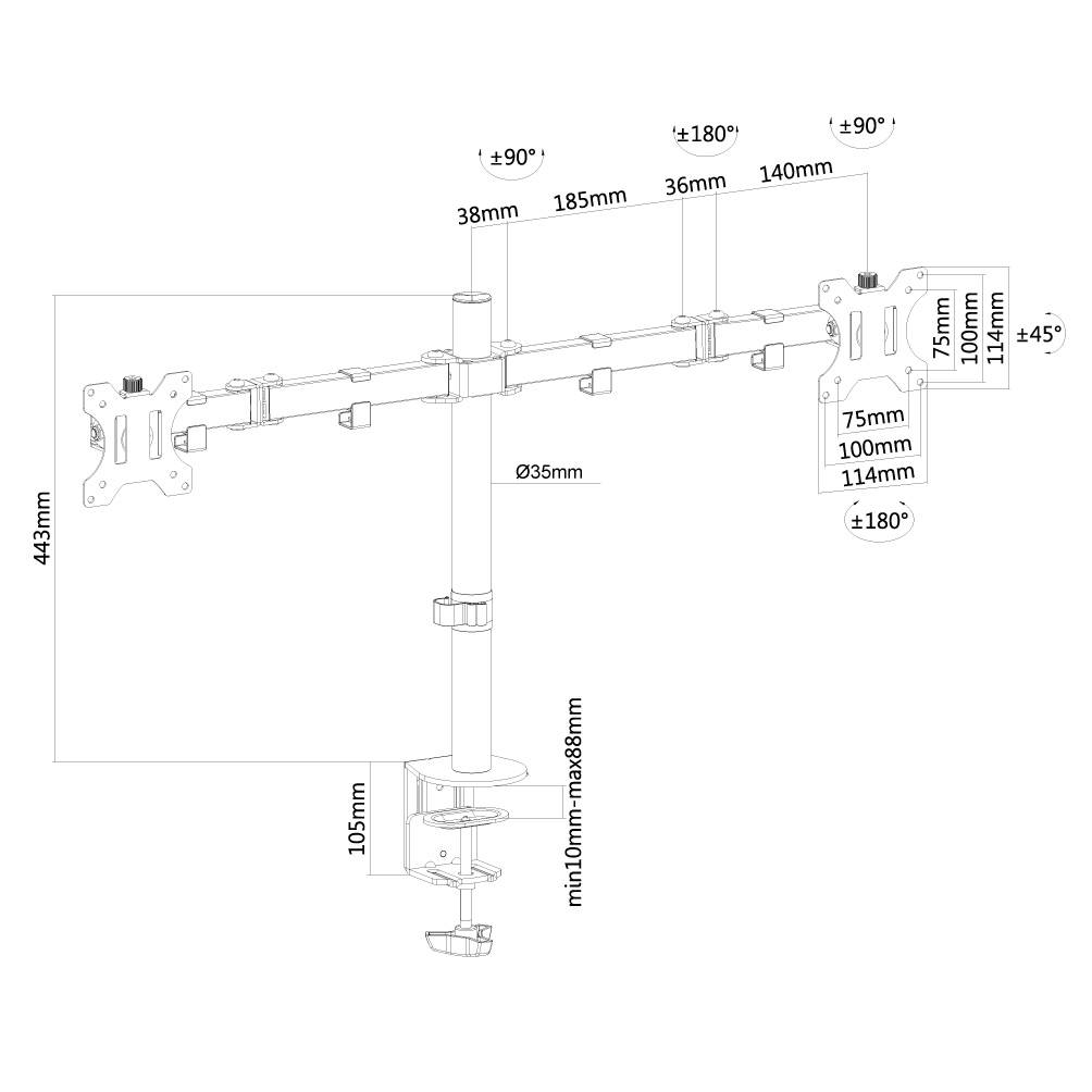 Neomounts by Newstar FPMA-D550D - Befestigungskit - für 2 LCD-Displays (full-motion)