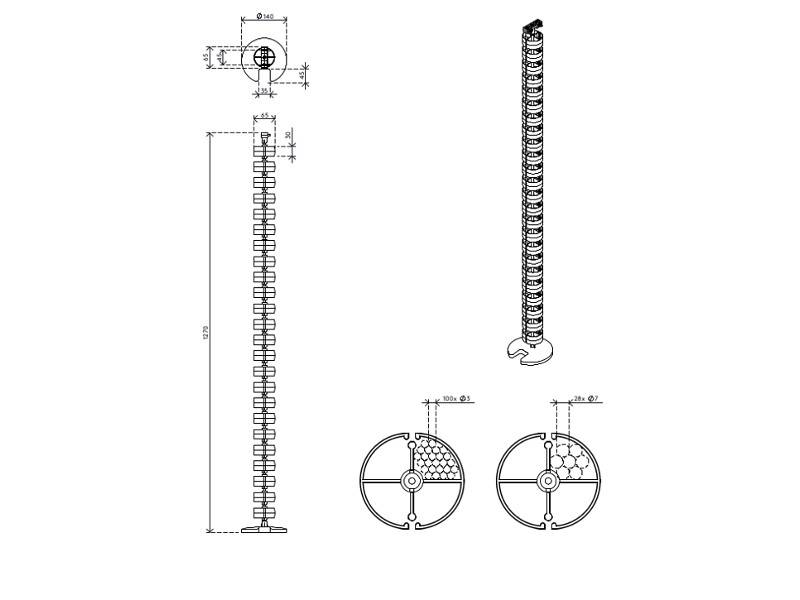 Dataflex Addit Kabelwurm 1270 mm (34.210) weiß