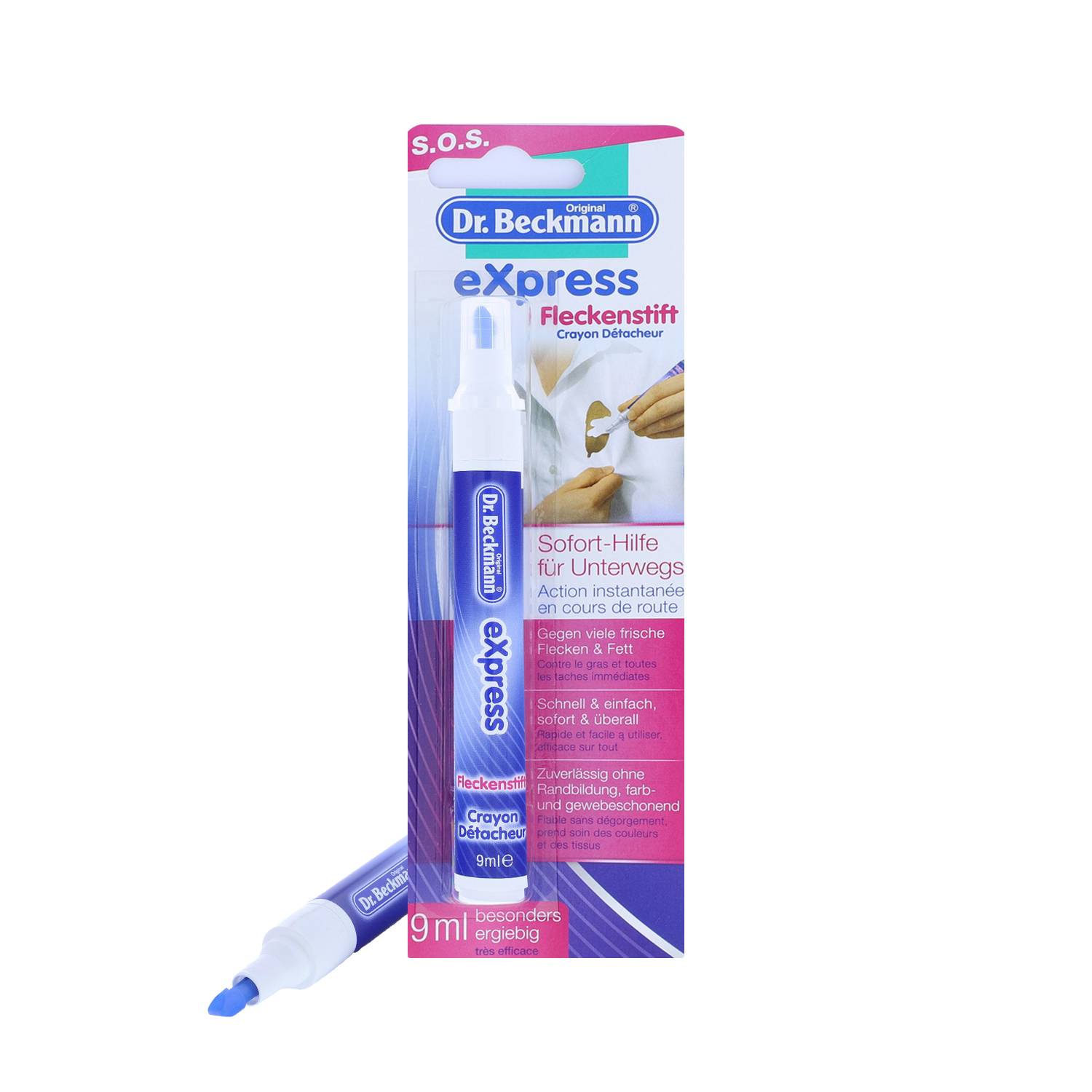 Dr. Beckmann Express Fleckenstift 9ml Fleckenentfernung für Unterwegs