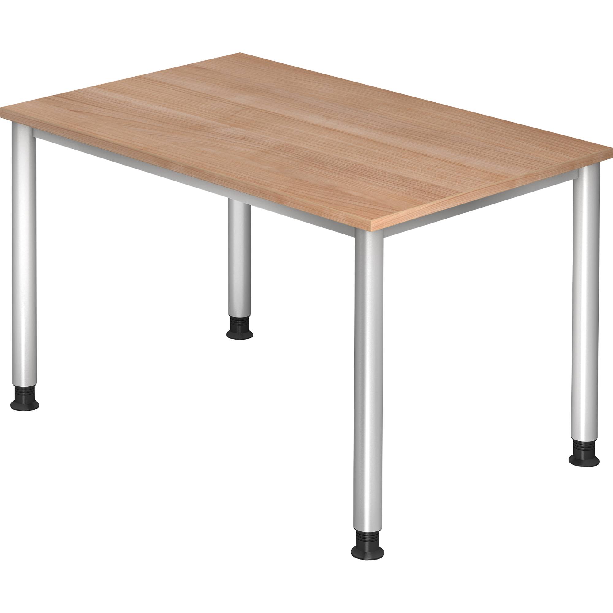 Schreibtisch 4-Fuß-rund 120x80cm Nussbaum/Silber