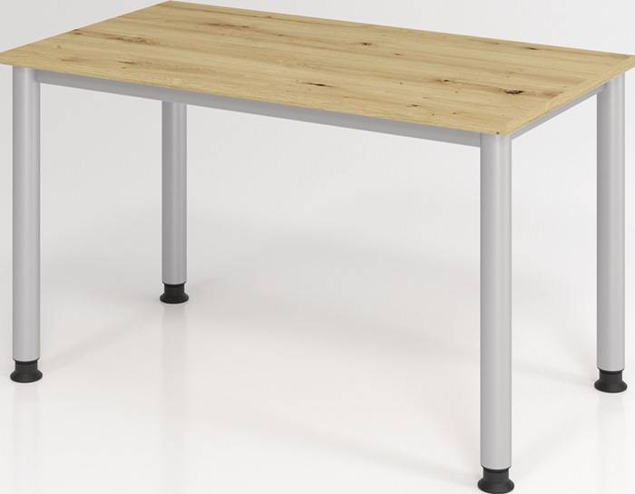 Schreibtisch H685-810xB1200xT670mm Asteiche ger.Form 4-Fuß HAMMERBACHER