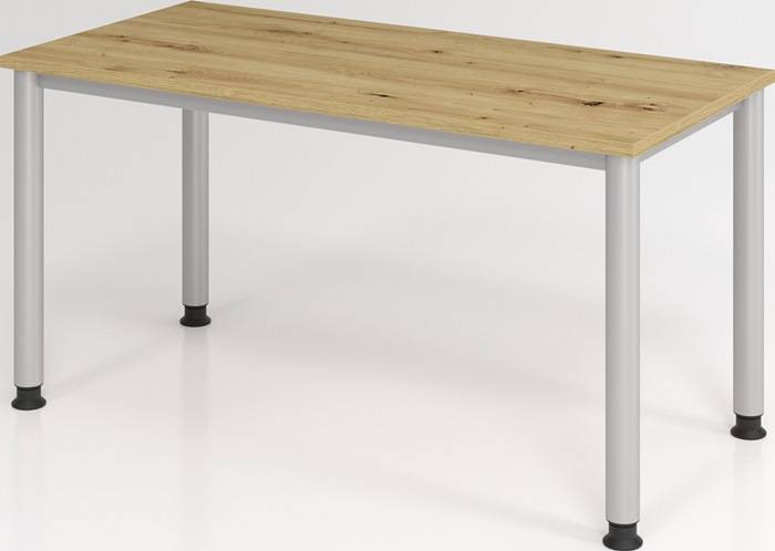 Schreibtisch H685-810xB1400xT670mm Asteiche ger.Form 4-Fuß HAMMERBACHER