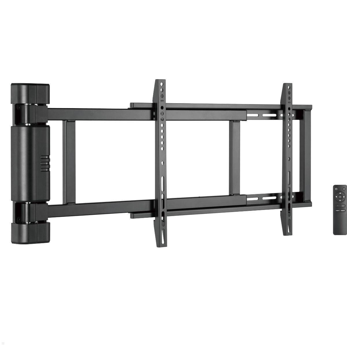 Wandhalterung für Fernseher mit verstellbaren Armen und Befestigungsmaterial zum Anbringen eines Flachbildschirm-Fernsehers.