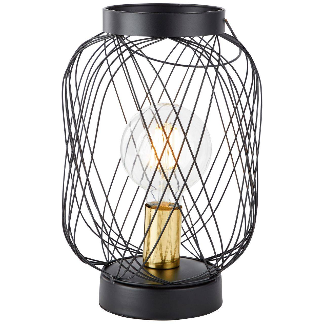 BRILLIANT Lampe Brogan Tischleuchte schwarz/messing gebürstet | 1x A60, E27, 60W, geeignet für Normallampen (nicht enthalten) | Skala A++ bis E | F