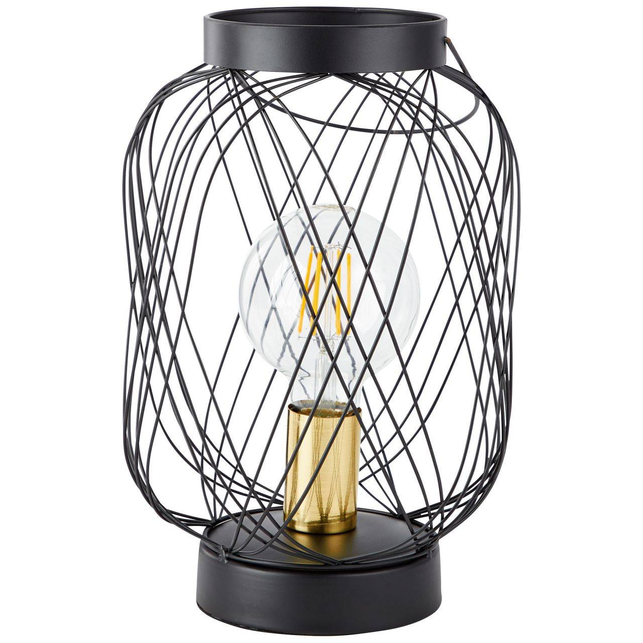 BRILLIANT Lampe Brogan Tischleuchte schwarz/messing gebürstet | 1x A60, E27, 60W, geeignet für Normallampen (nicht enthalten) | Skala A++ bis E | F