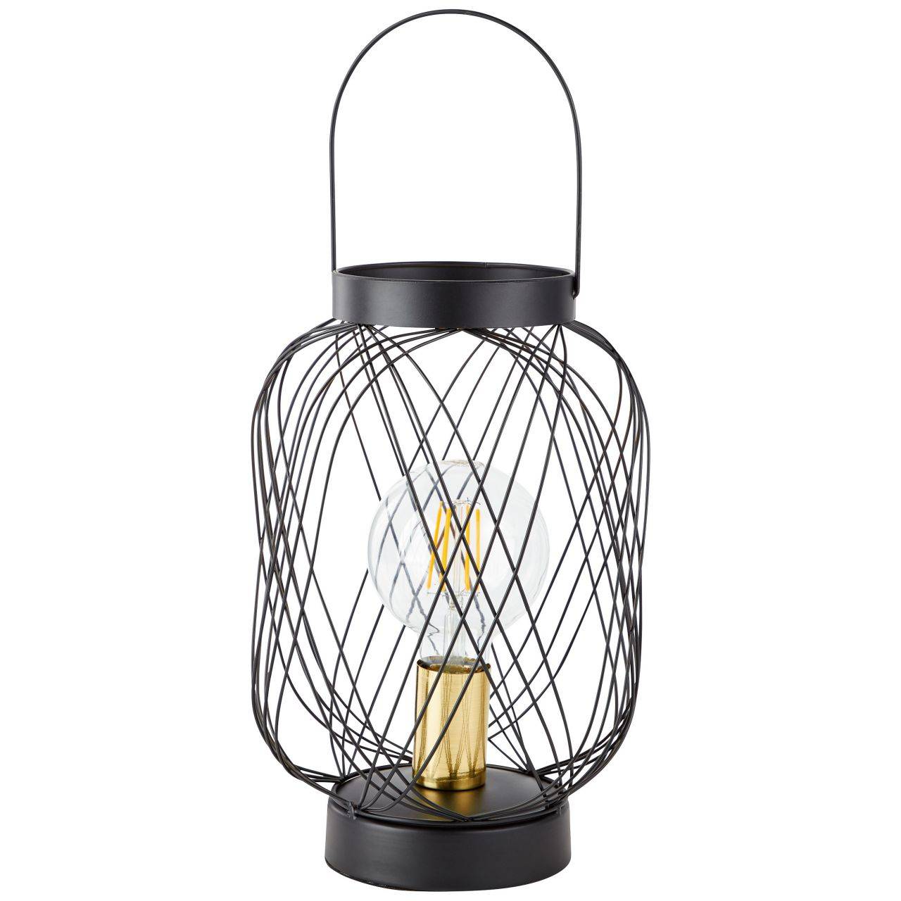 BRILLIANT Lampe Brogan Tischleuchte schwarz/messing gebürstet | 1x A60, E27, 60W, geeignet für Normallampen (nicht enthalten) | Skala A++ bis E | F