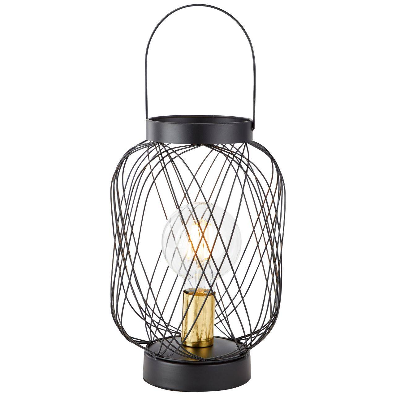 BRILLIANT Lampe Brogan Tischleuchte schwarz/messing gebürstet | 1x A60, E27, 60W, geeignet für Normallampen (nicht enthalten) | Skala A++ bis E | F